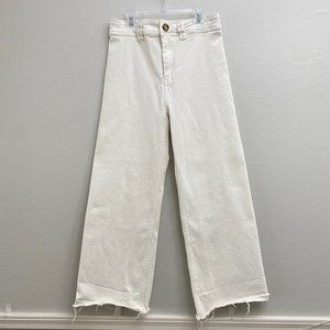 Stradivarius White Denim Jeans Size 6 Womens Culottes Business Casual Pants
